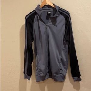 Adidas gray and black collared sweater with pocket